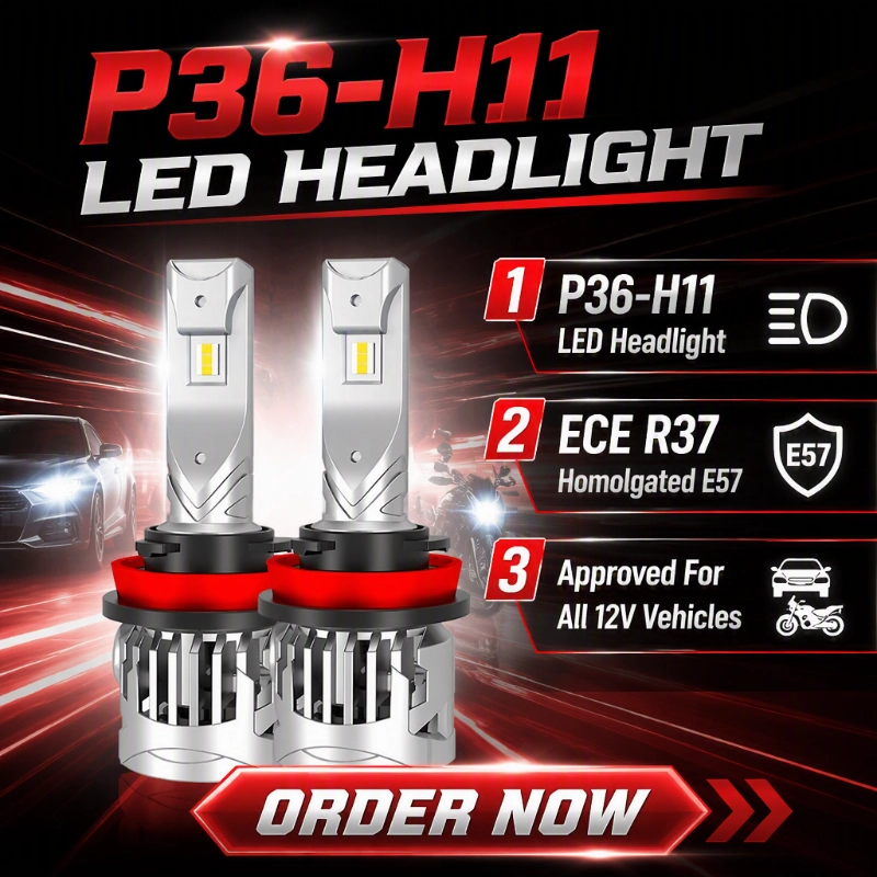 لکس فائٹر نے ECE R37-Certified P36 H11 LED ہیڈلائٹ بلب لانچ کر دیا